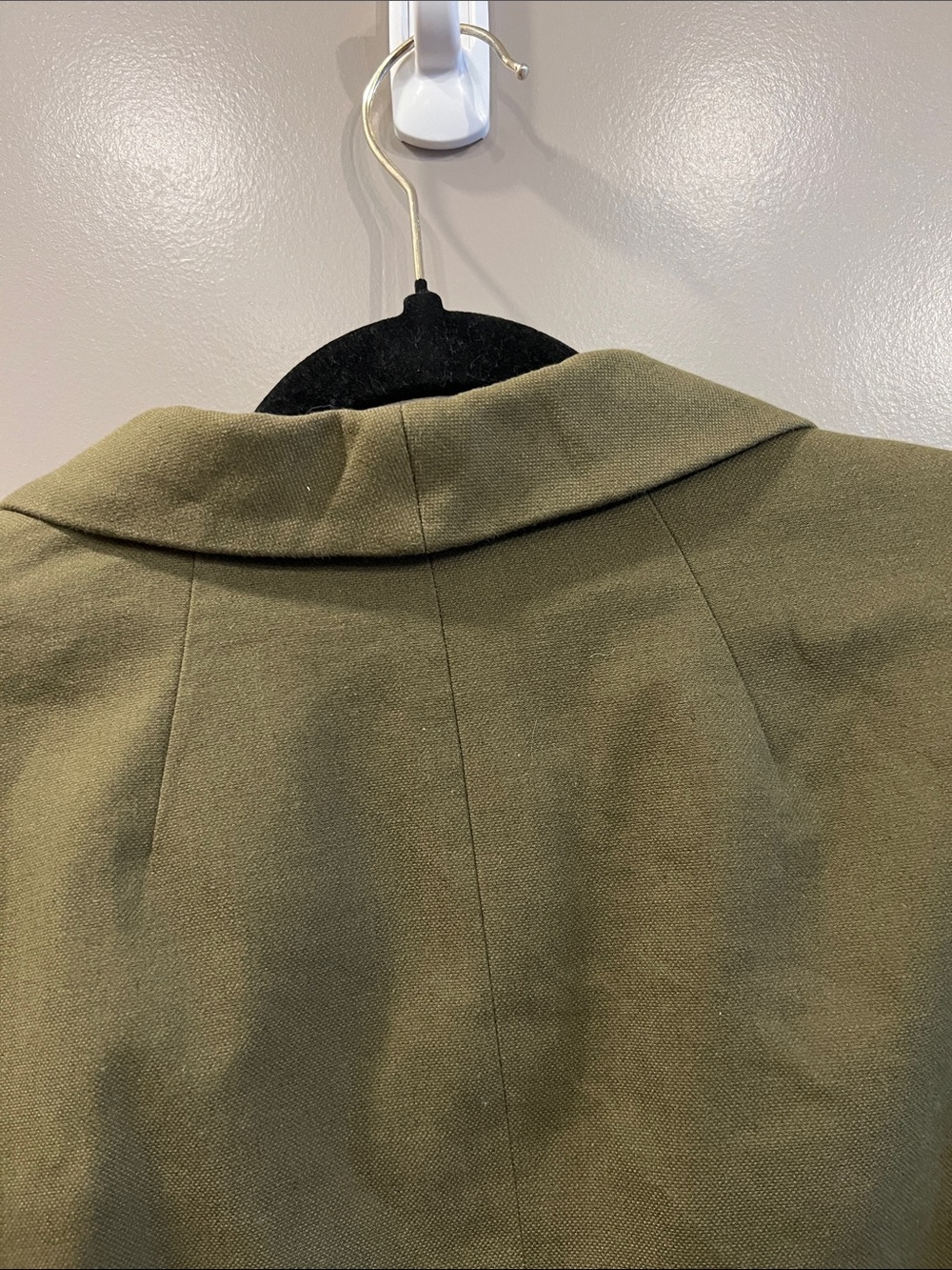 Talbots Olive Green Shawl Collar Blazer Linen Cotton Petite - Picture 11 of 11
